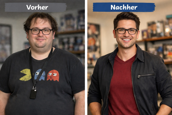 Vorher und nachher Transformation