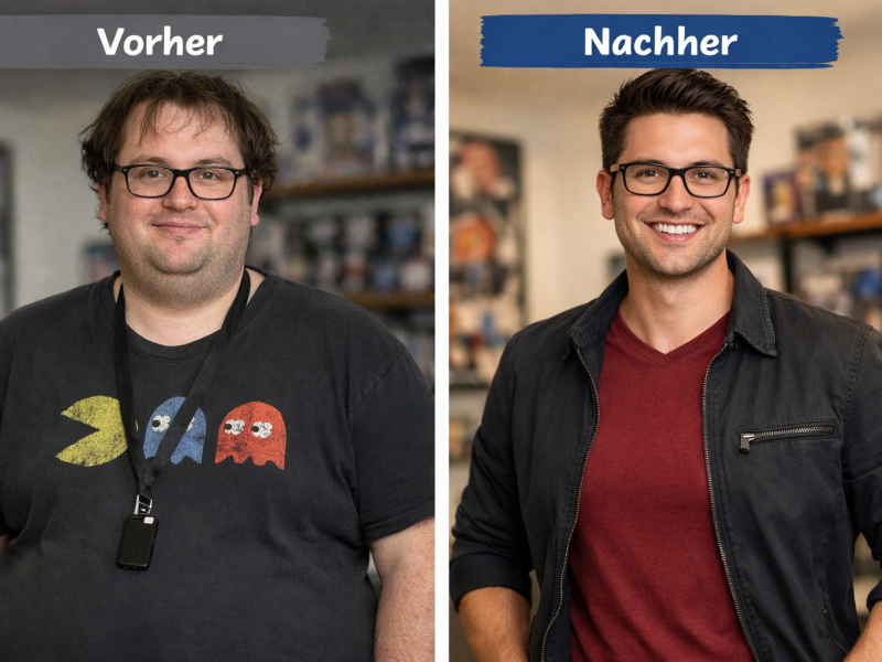 Vorher und nachher Transformation